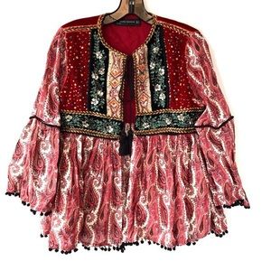 Zara Woman Velvet Contrast Festival Jacket